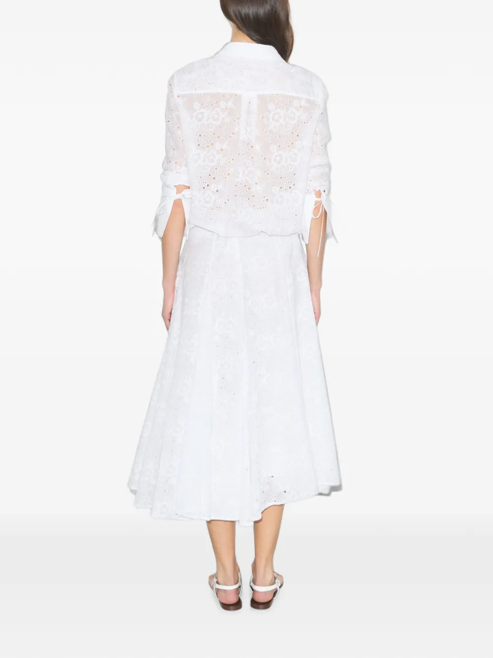 Tory Burch Broderie-anglaise midi-rok met trekkoord Wit
