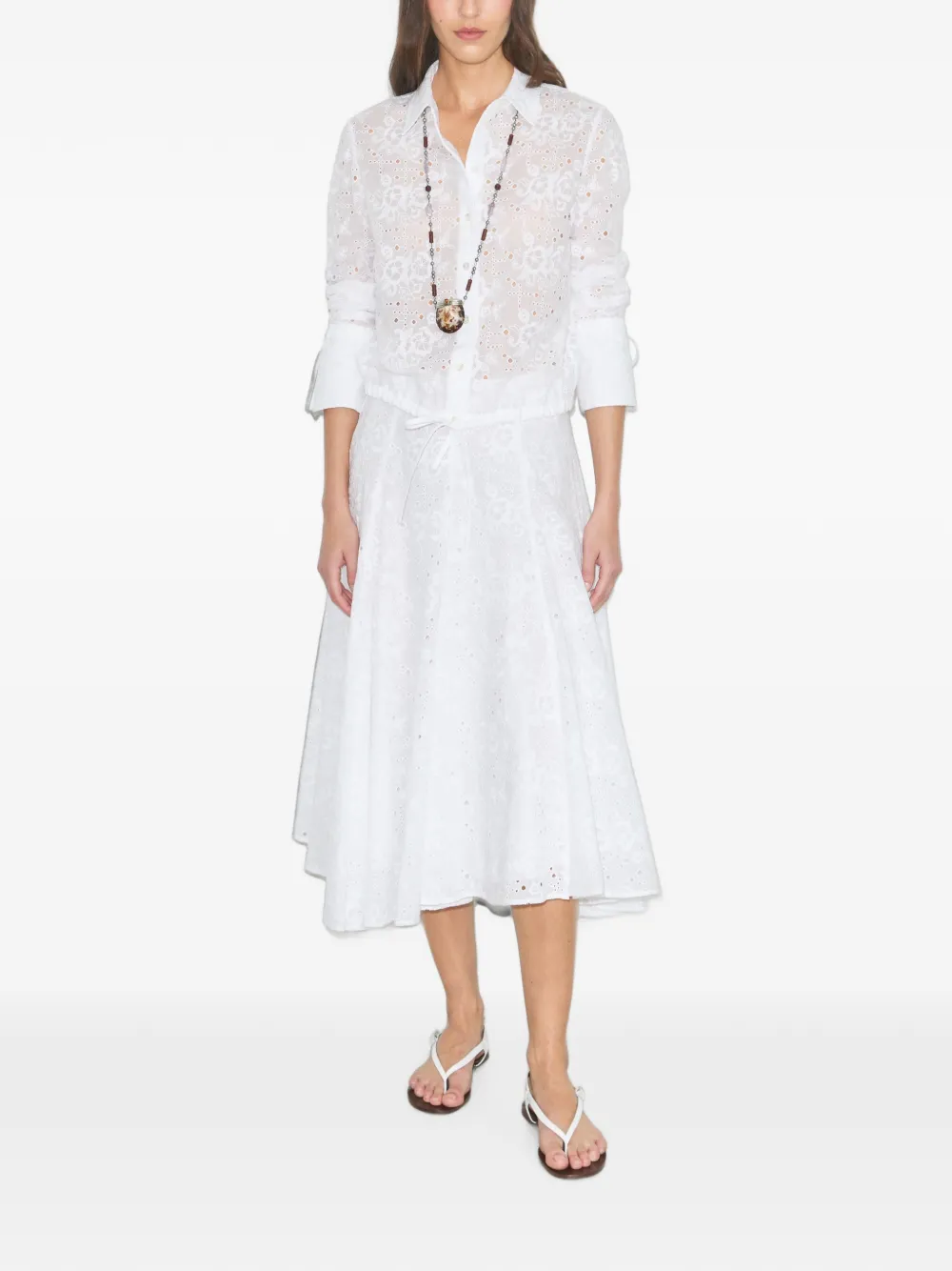 Tory Burch Broderie-anglaise midi-rok met trekkoord Wit
