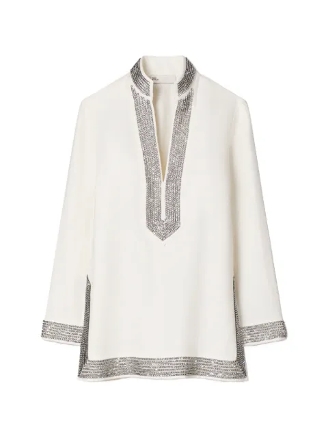 Tory Burch embellished linen tunic