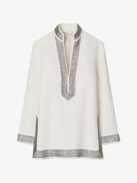 Tory Burch tunique en lin à ornements