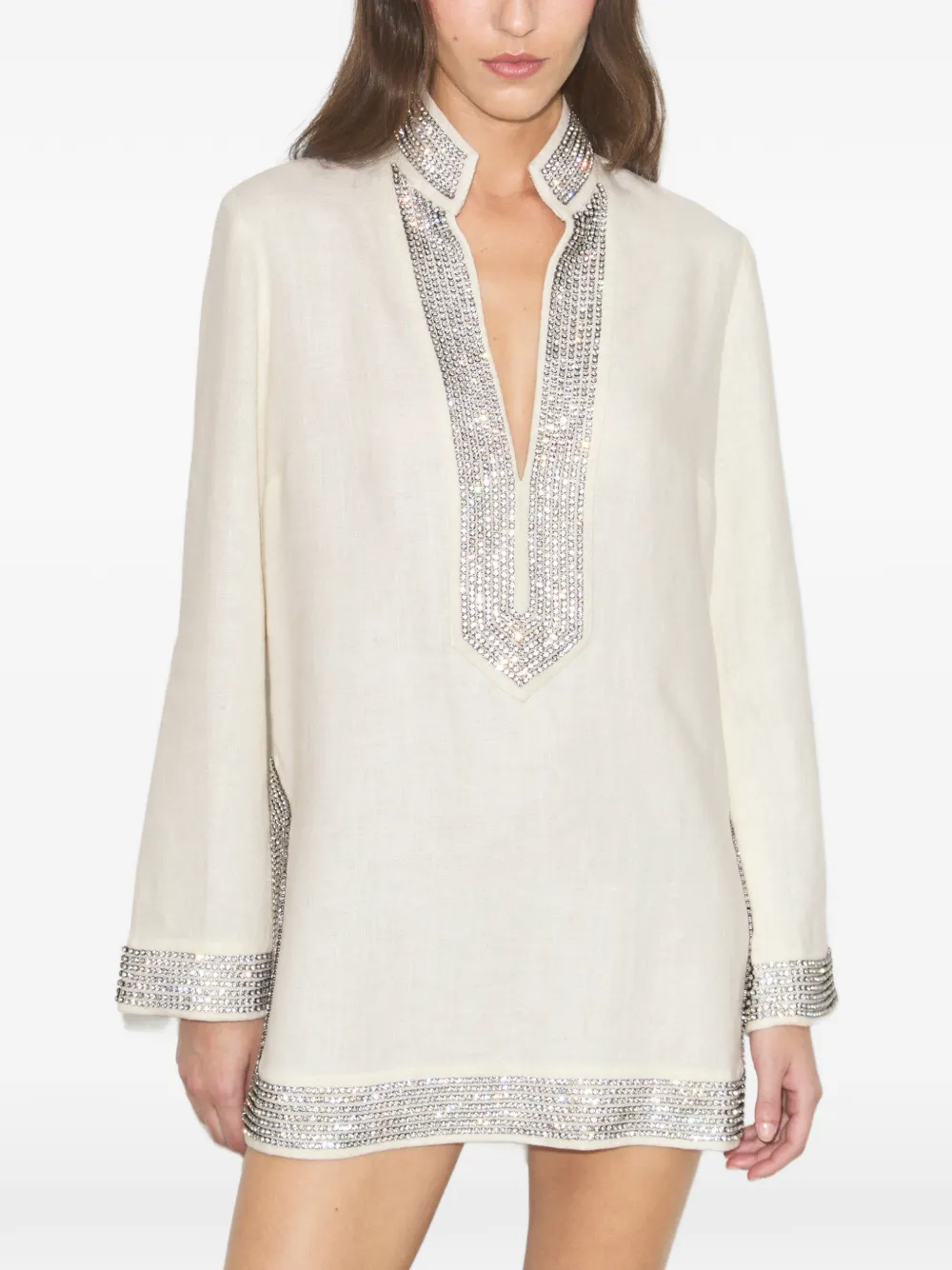 Tory Burch Verfraaide linnen tuniek Beige