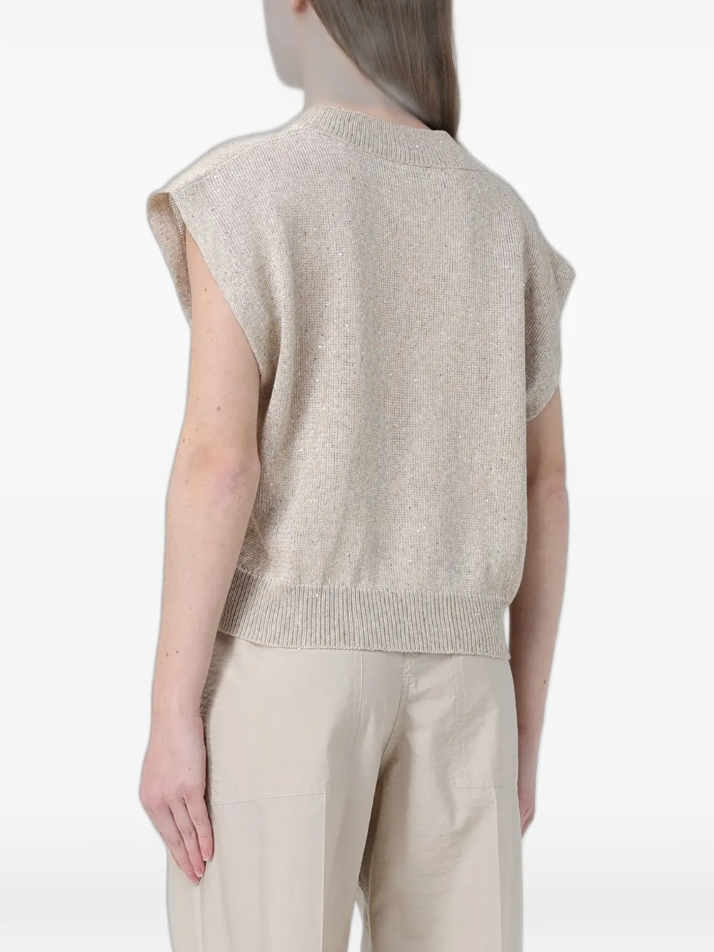 Brunello Cucinelli Spencer met pailletten Beige