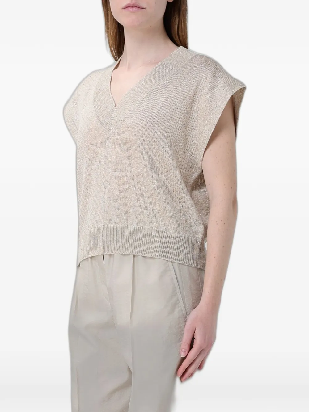 Brunello Cucinelli Spencer met pailletten Beige