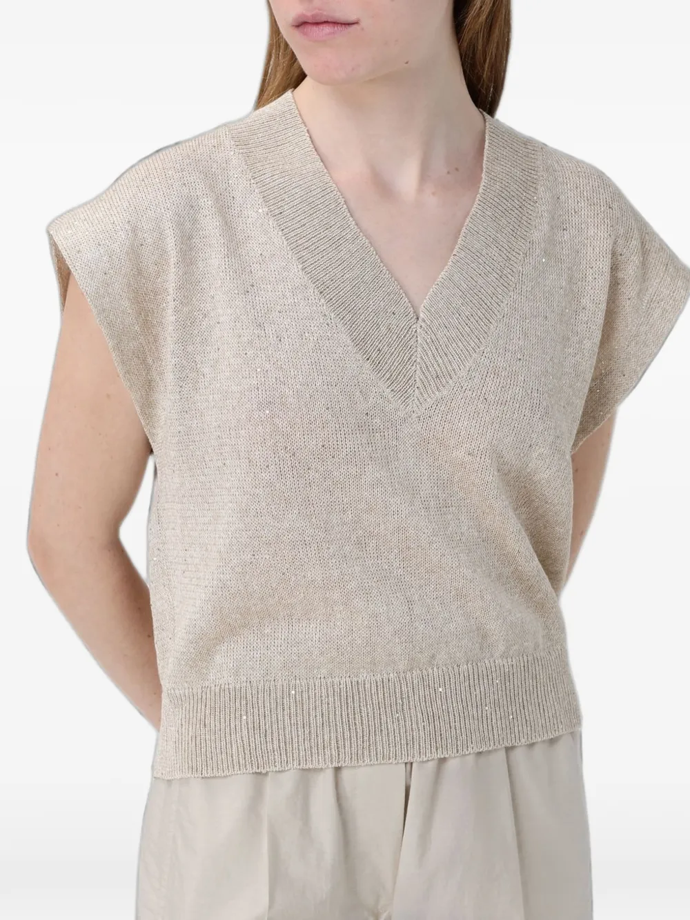 Brunello Cucinelli Spencer met pailletten Beige