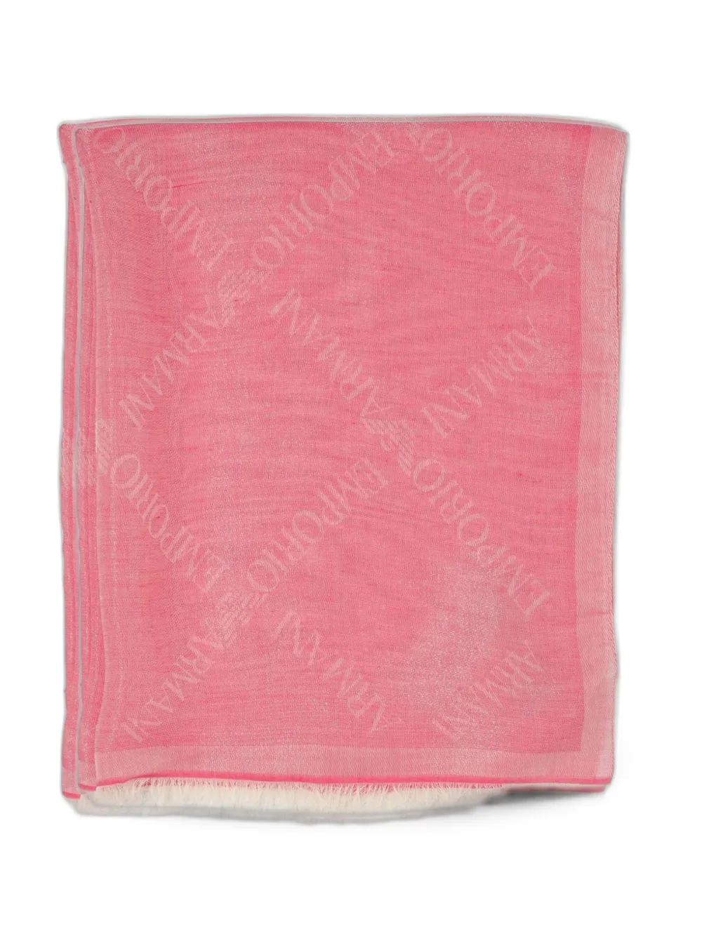 Emporio Armani logo-jacquard frayed-edge scarf - Rosa