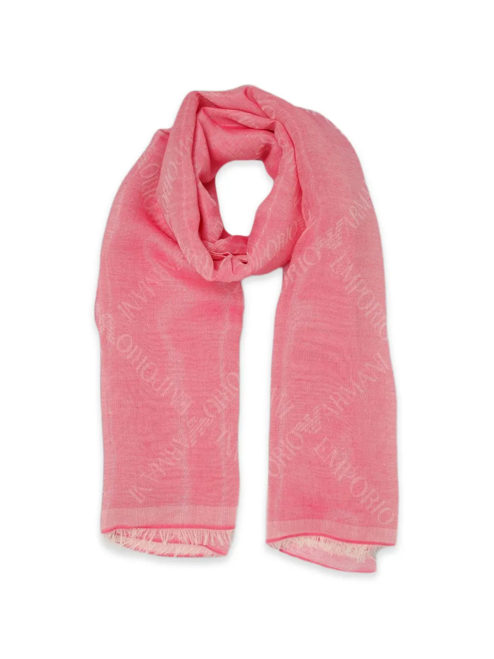 Emporio Armani Sjaal met franje en logo jacquard Roze