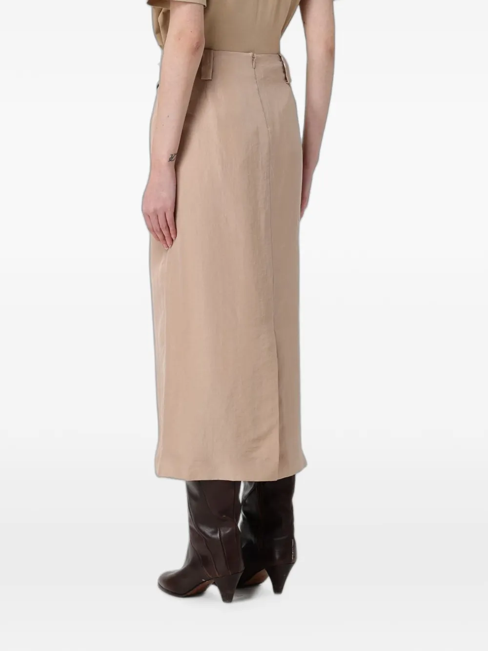 Fabiana Filippi Midi-rok met ceintuur en klepdetail Beige