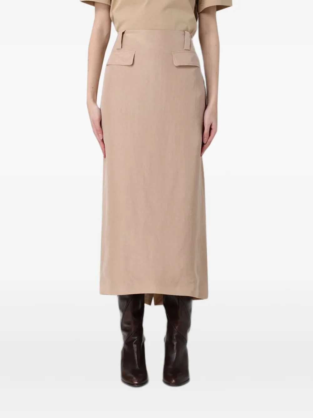 Fabiana Filippi belt-loop flap-detail midi skirt - Nude
