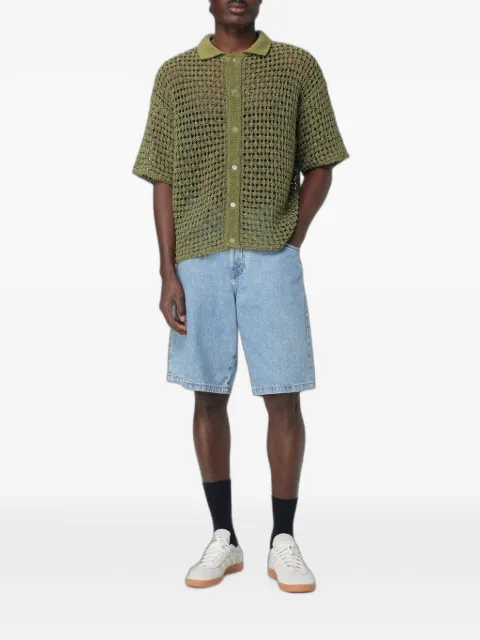 Bonsai crochet-knit short-sleeve shirt