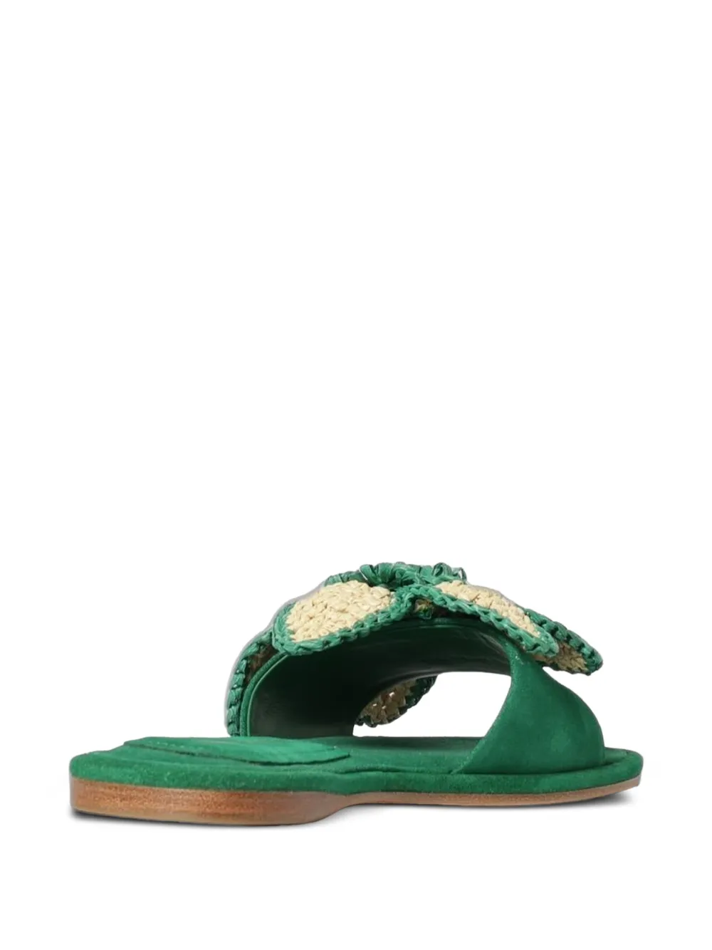 Paloma Barceló Ava raffia-flower suede sandals Groen