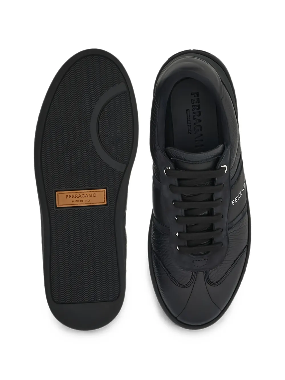 Ferragamo logo-print panelled sneakers Zwart