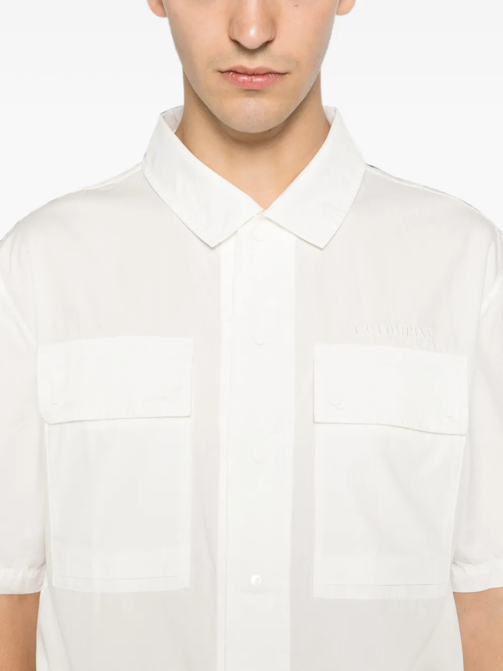 C.P. Company Shirtjack met trekkoord en korte mouwen Wit