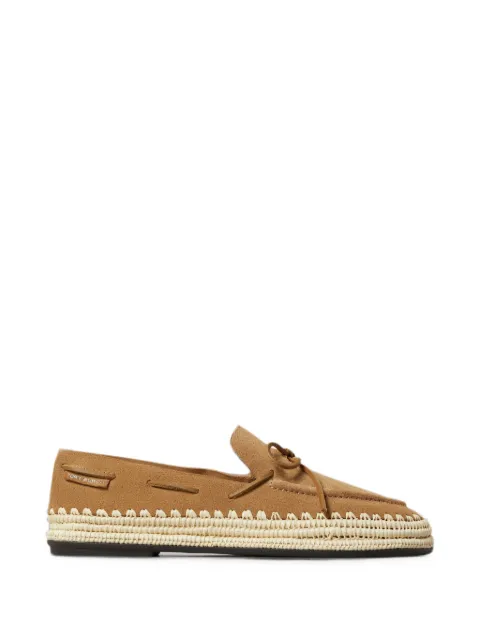Tory Burch whipstitch-trim raffia loafers