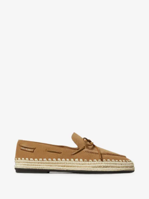 Tory Burch whipstitch-trim raffia loafers