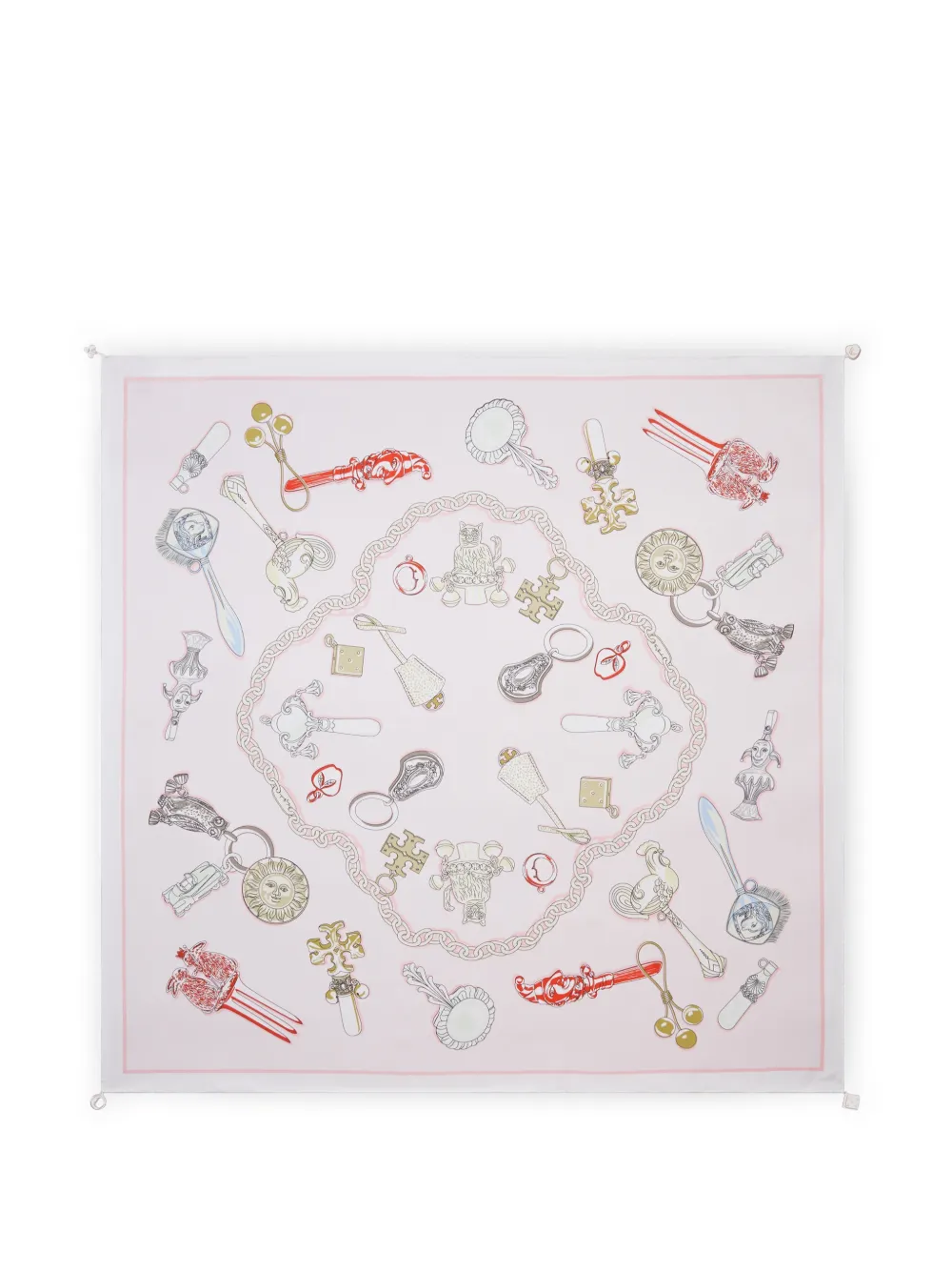 Tory Burch Foulard Rattles in seta - Rosa