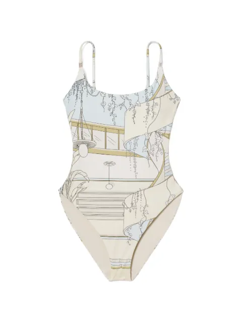 Tory Burch graphic-print scoop-neck swimsuit