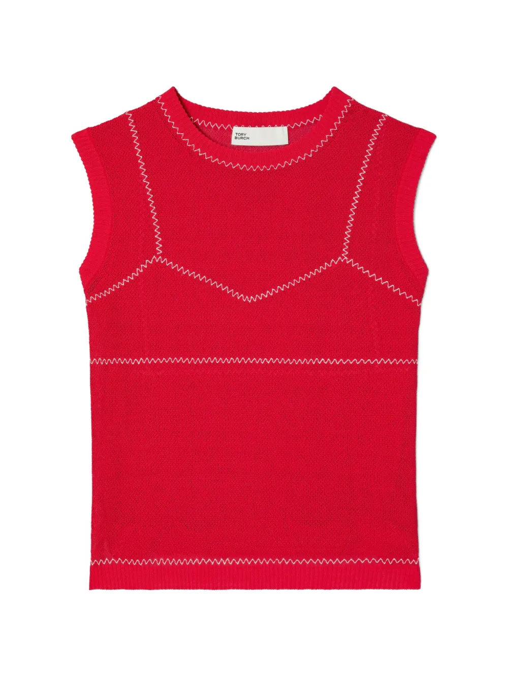 Tory Burch cotton and nylon mesh top - Rosso