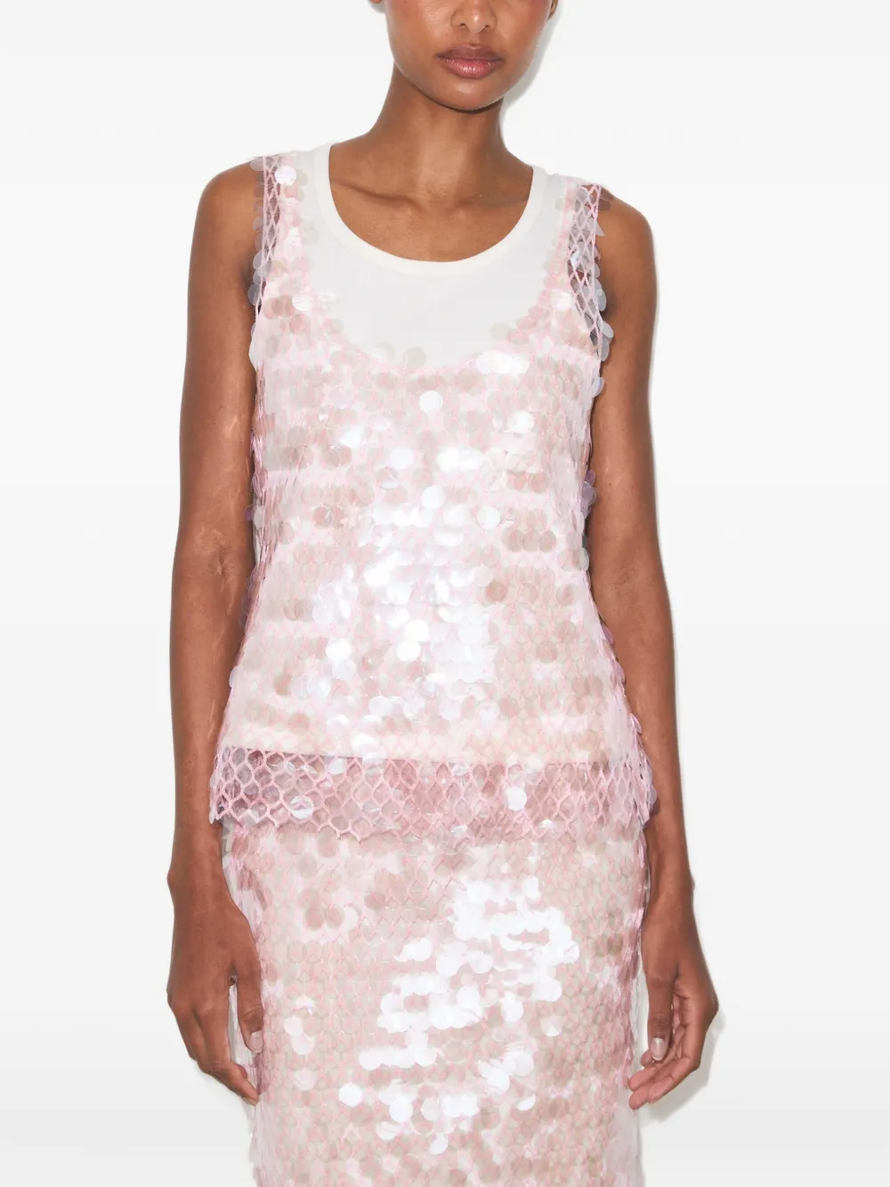 Tory Burch Mesh top met pailletten Roze