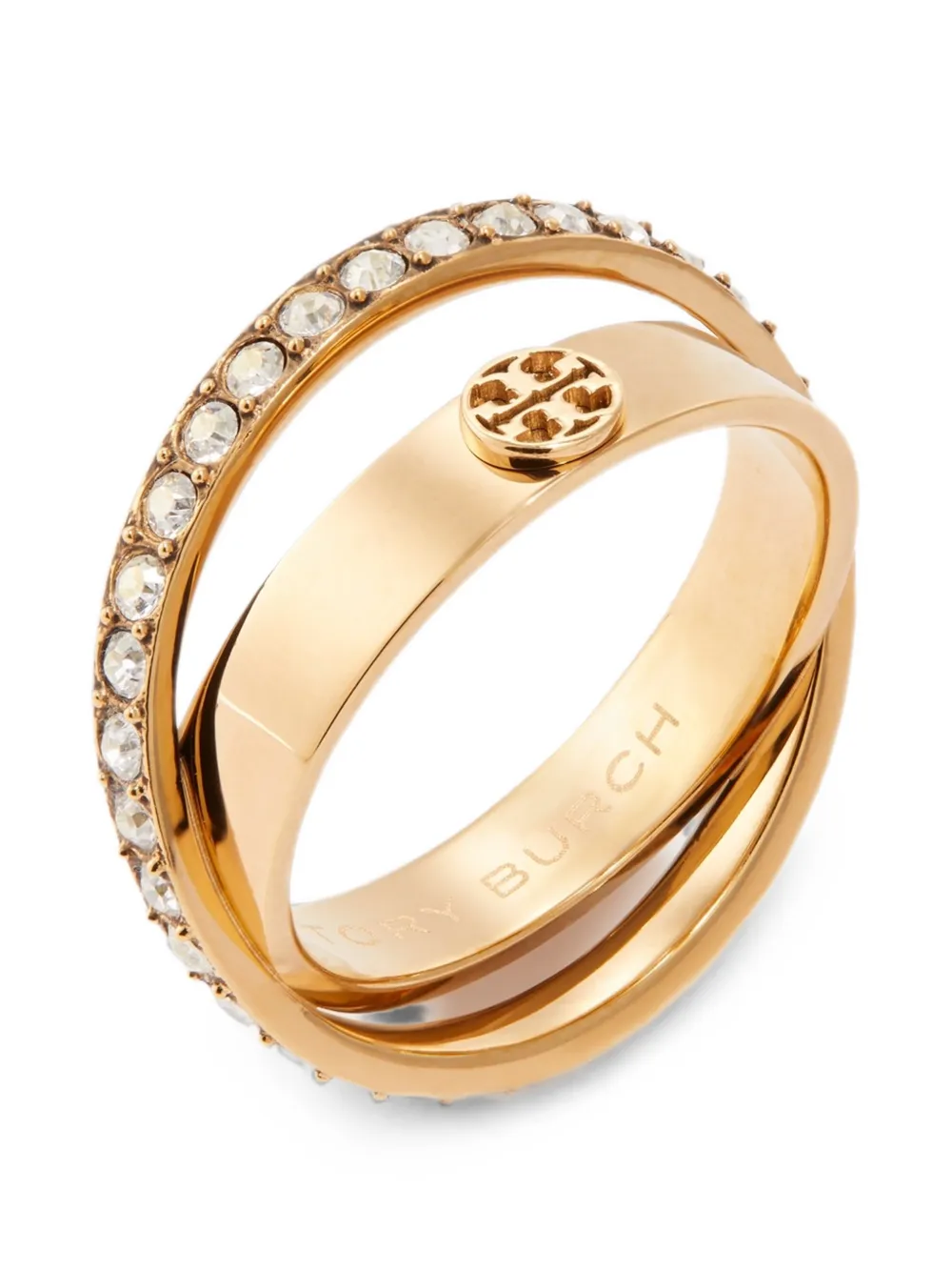 Tory Burch Anello doppio Icon con pavé - Oro