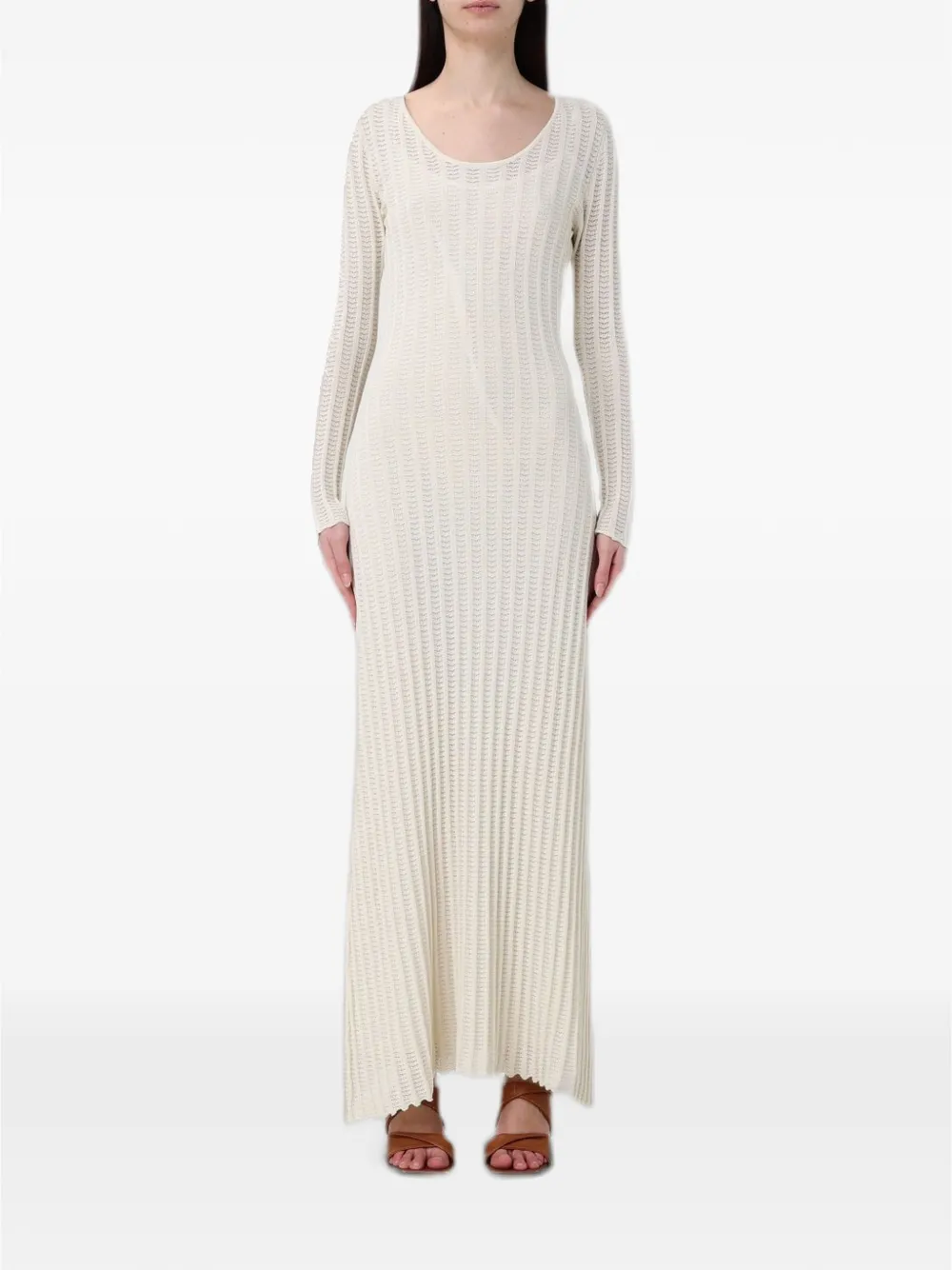 Fabiana Filippi pointelle-knit long-sleeve maxi dress - Bianco