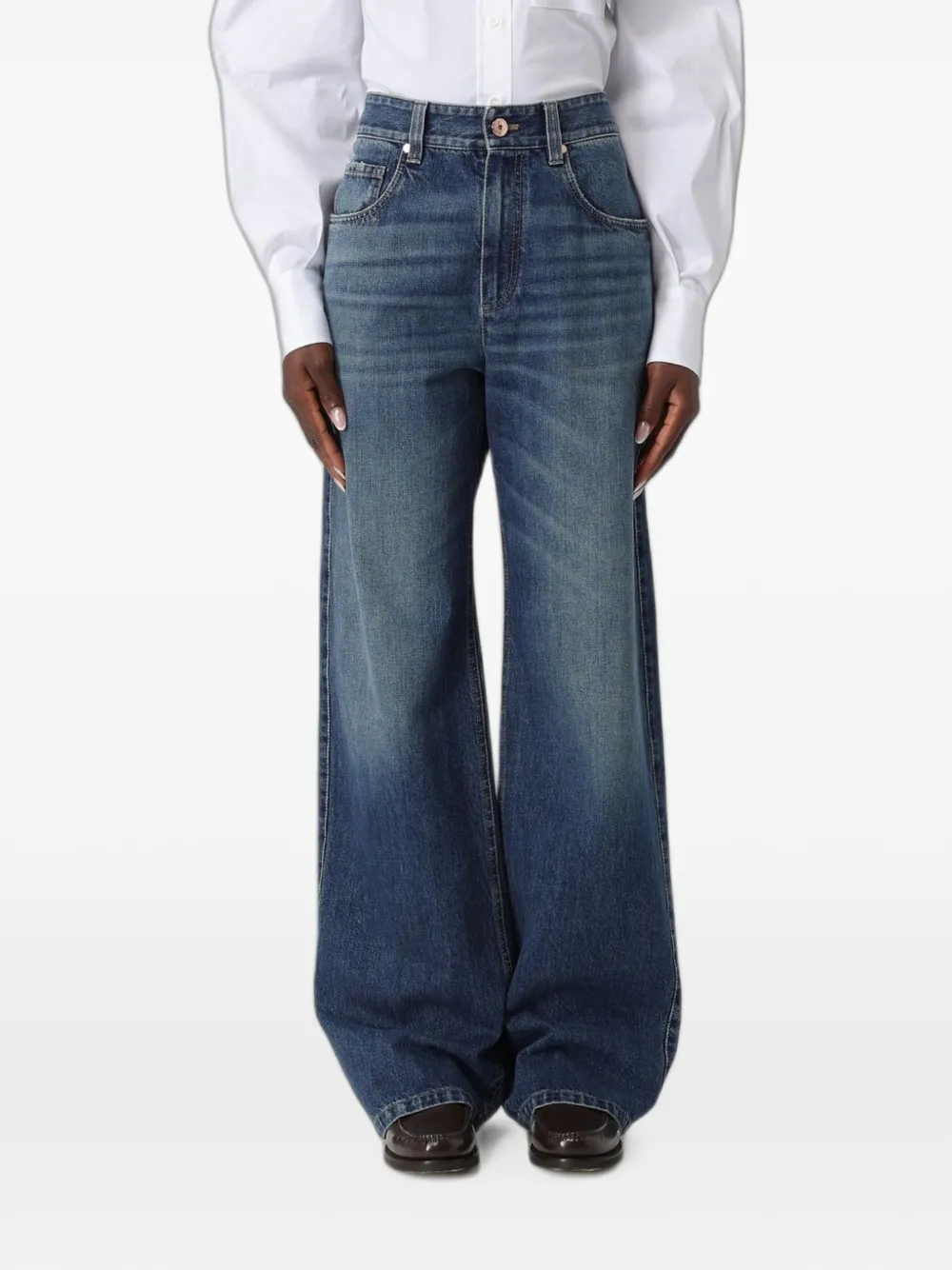 Brunello Cucinelli high-waisted wide-leg jeans - Blu