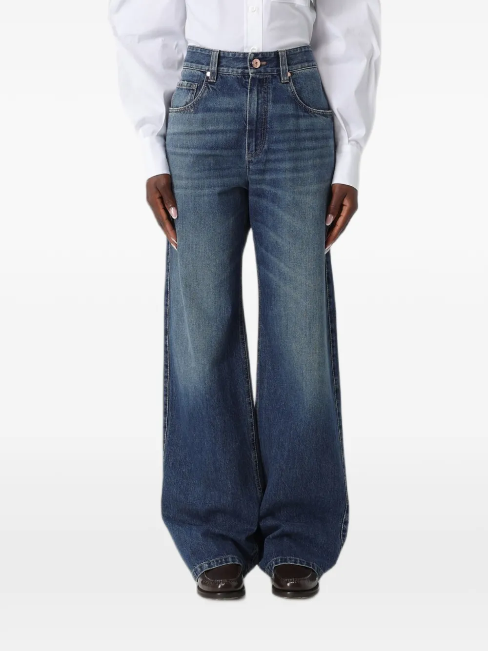 Brunello Cucinelli high-waisted wide-leg jeans - Blu