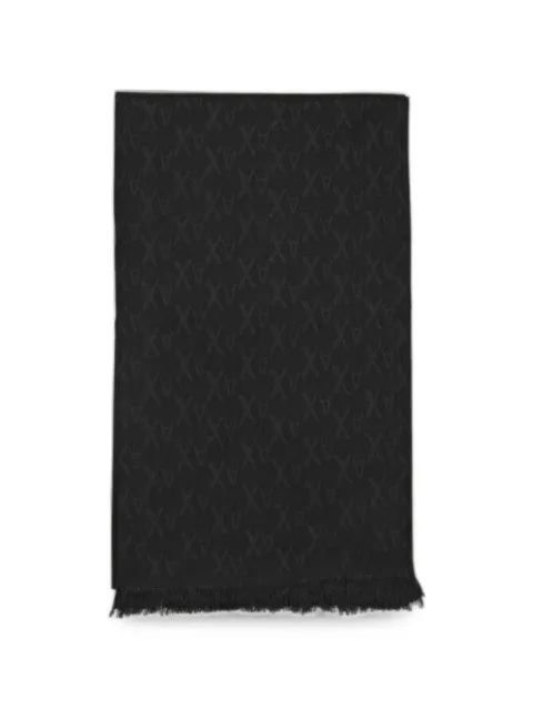 Emporio Armani jacquard-logo frayed scarf