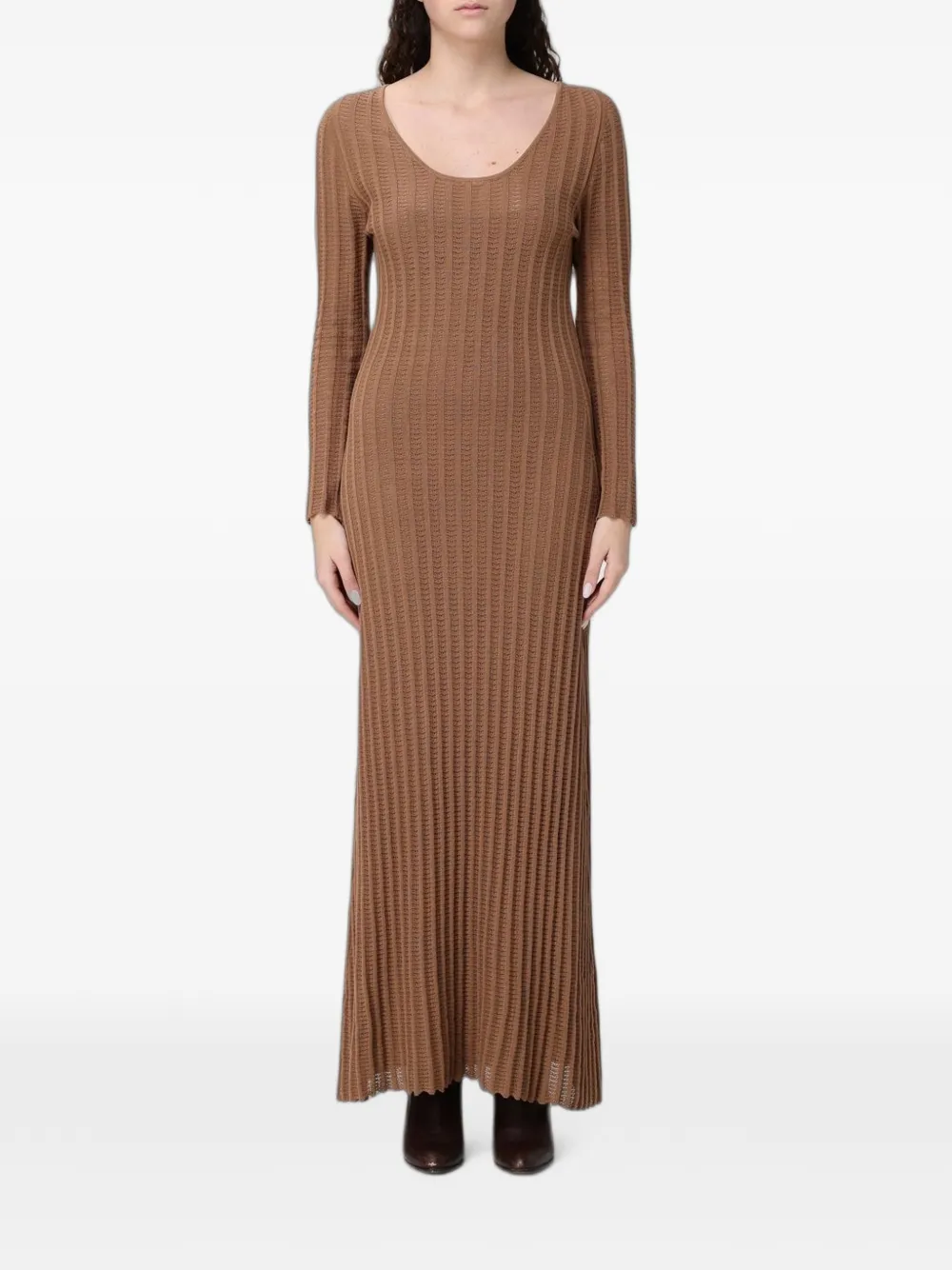 Fabiana Filippi ribbed-knit cotton maxi dress - Marrone