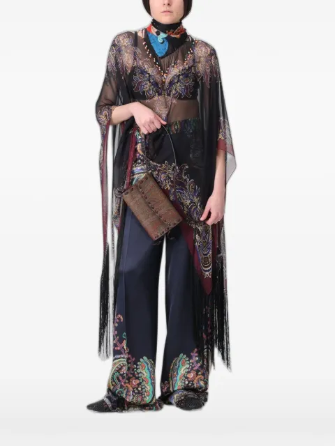 ETRO paisley-print fringed poncho