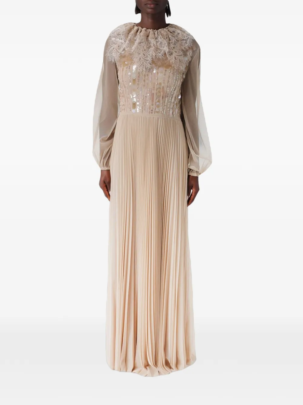 Fabiana Filippi sequin-embellished pleated maxi dress - Nude