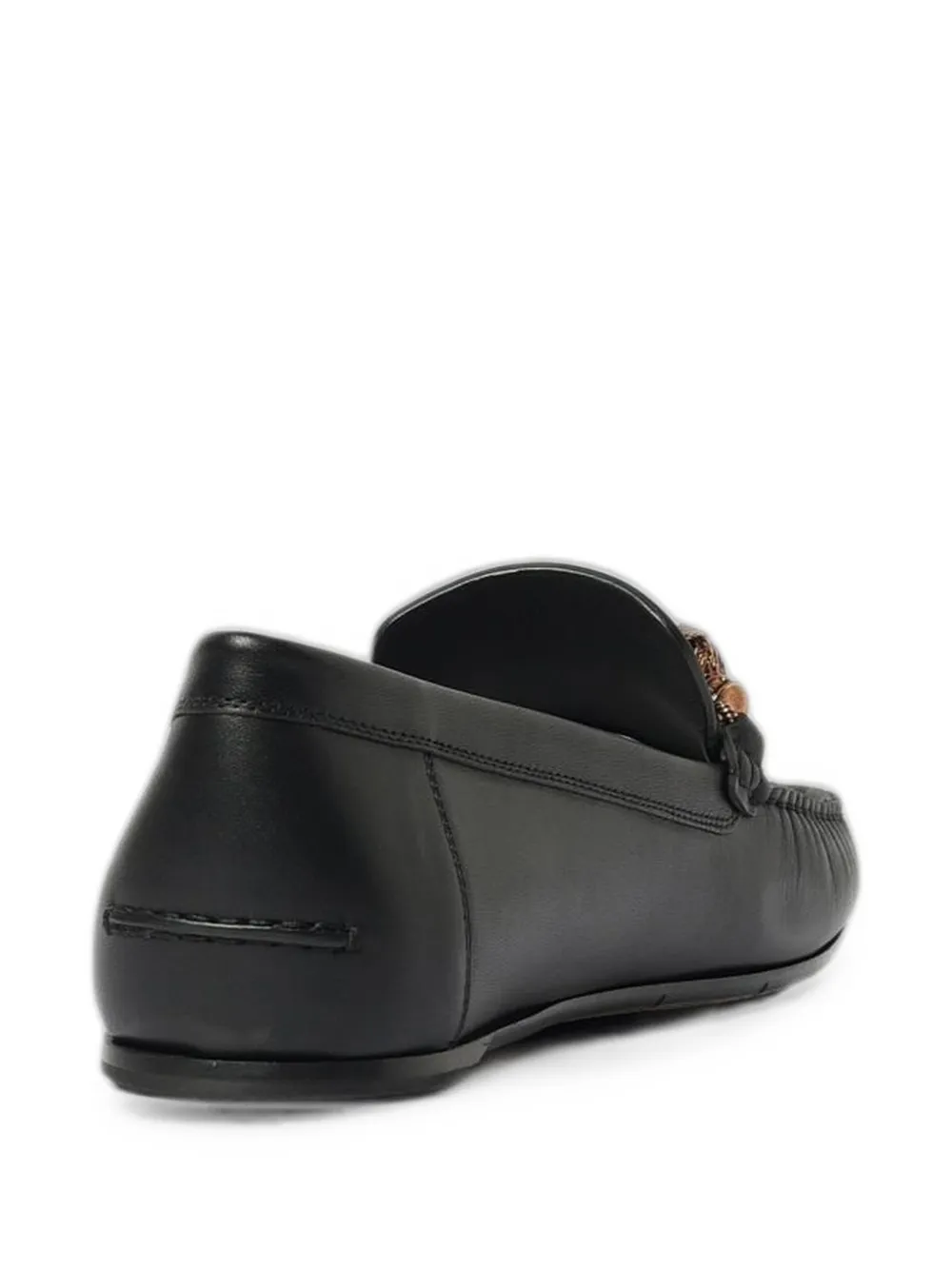 Manolo Blahnik animal-plaque leather loafers Zwart