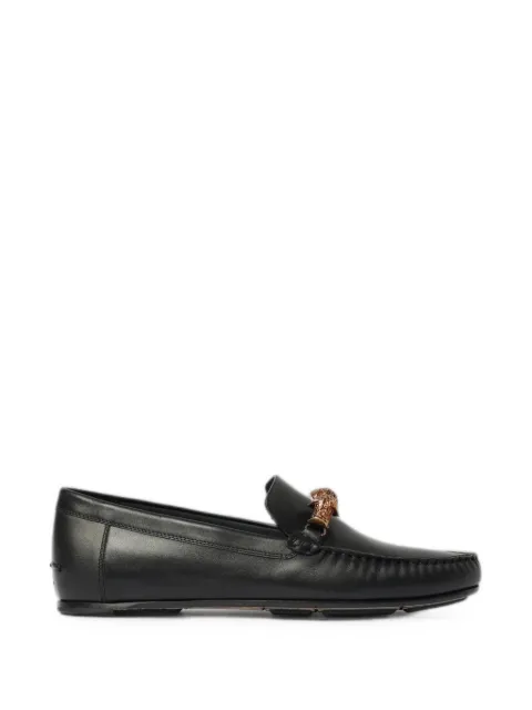 Manolo Blahnik animal-plaque leather loafers
