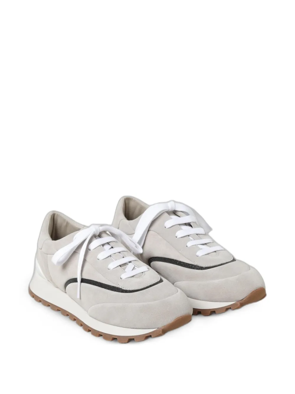 Brunello Cucinelli suede-finish panelled sneakers - Grau