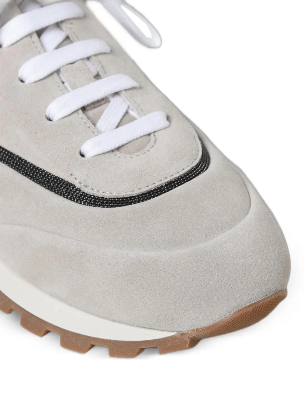 Brunello Cucinelli suede-finish panelled sneakers Grijs