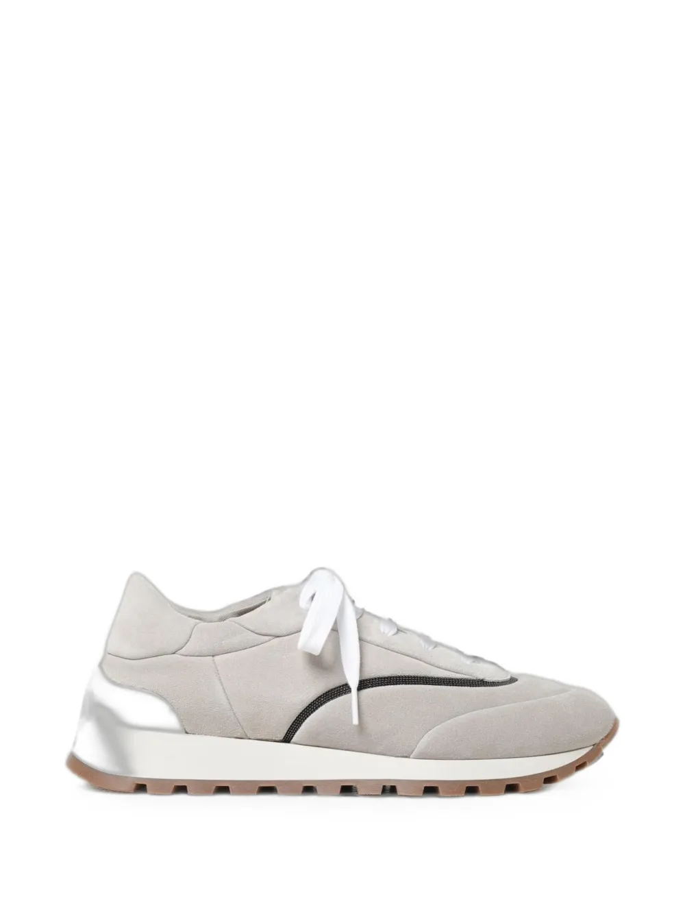 Brunello Cucinelli Sneakers met suède afwerking en vlakken Grijs