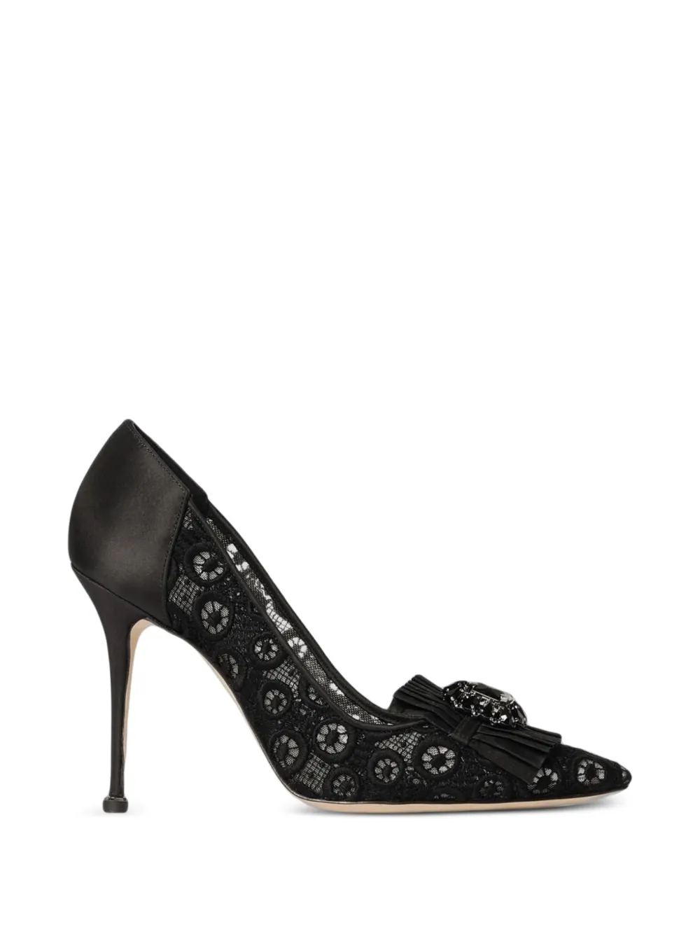 Manolo Blahnik Danceny lace-embellished heeled pumps - Schwarz