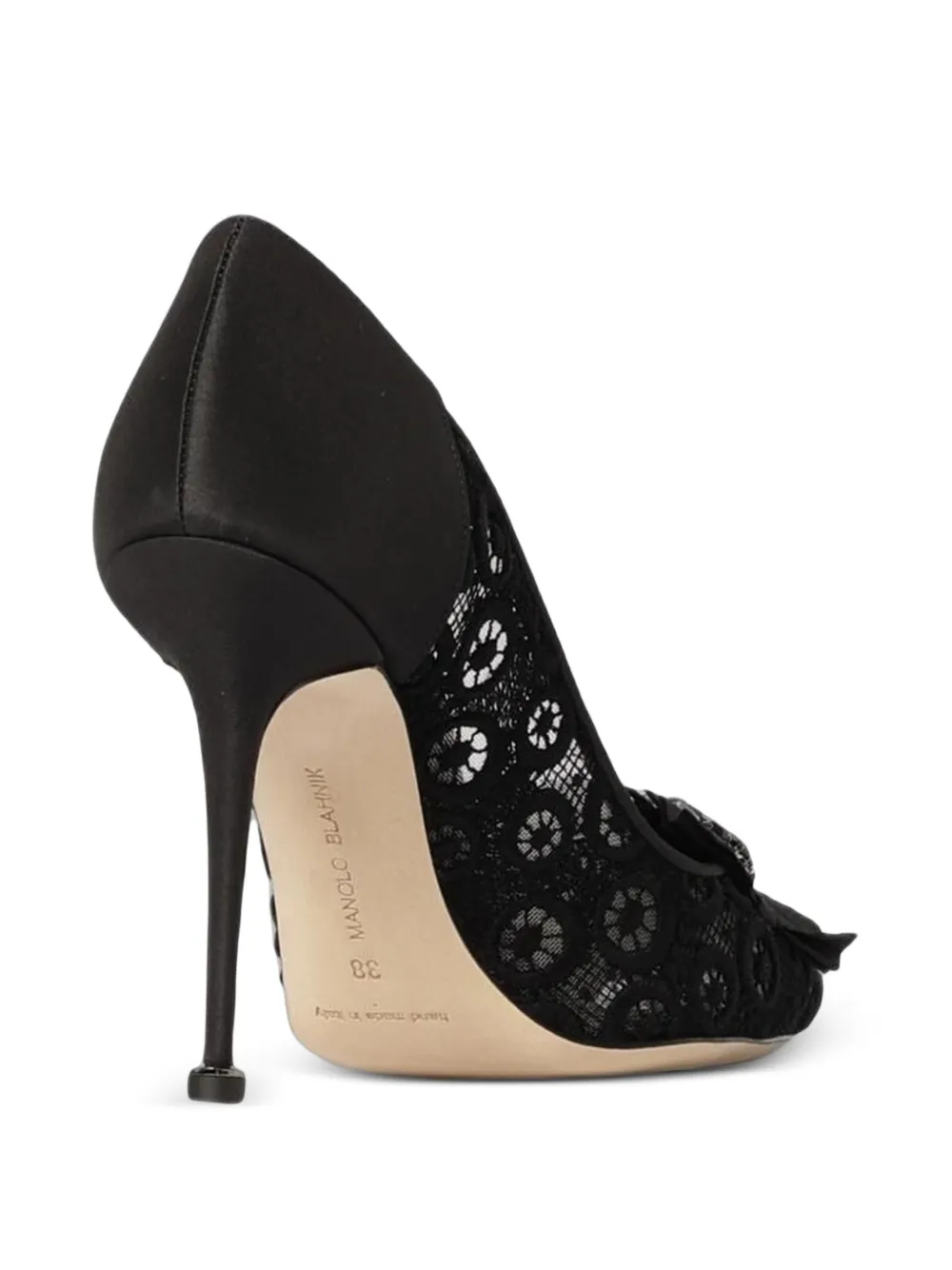 Manolo Blahnik Danceny lace-embellished heeled pumps Zwart