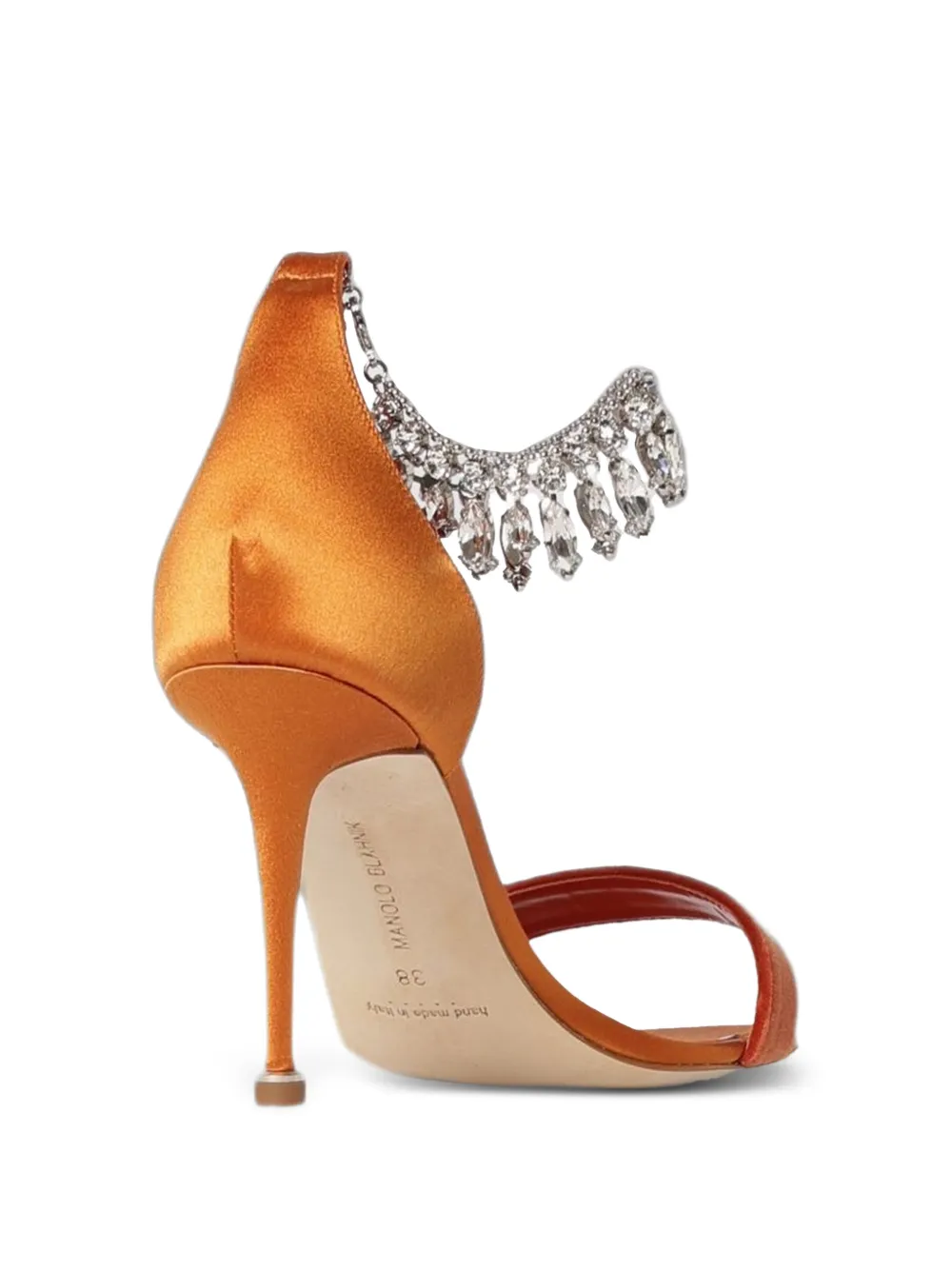 Manolo Blahnik Tulisan Crystal-embellished Sandals in Orange, view 3