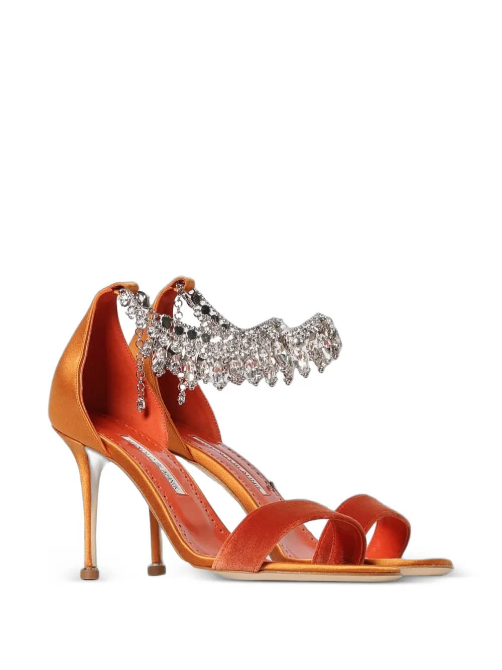 Manolo Blahnik Tulisan Crystal-embellished Sandals in Orange, view 2