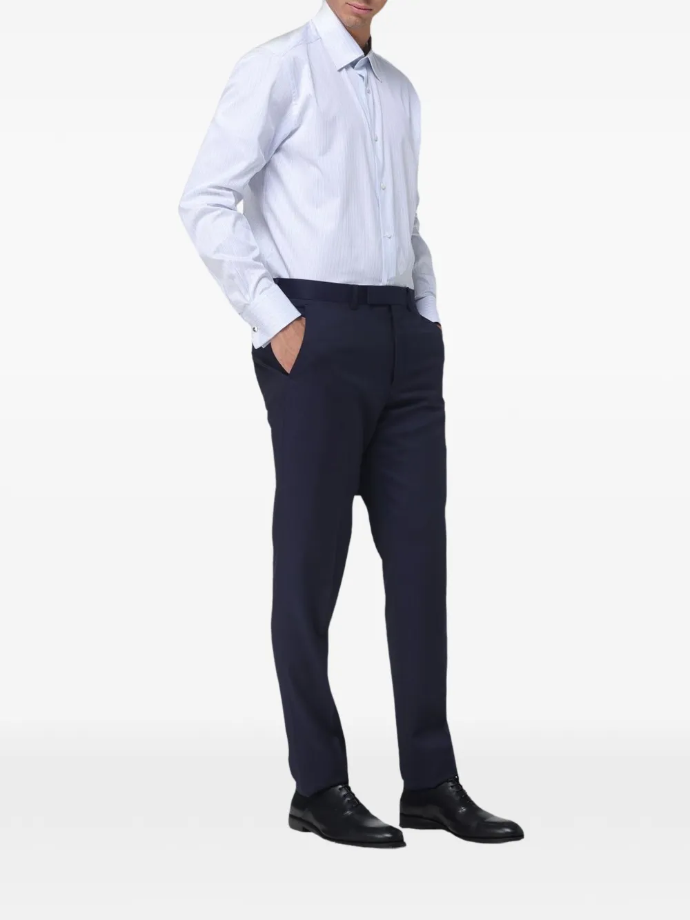 Zegna Gestreept overhemd Blauw