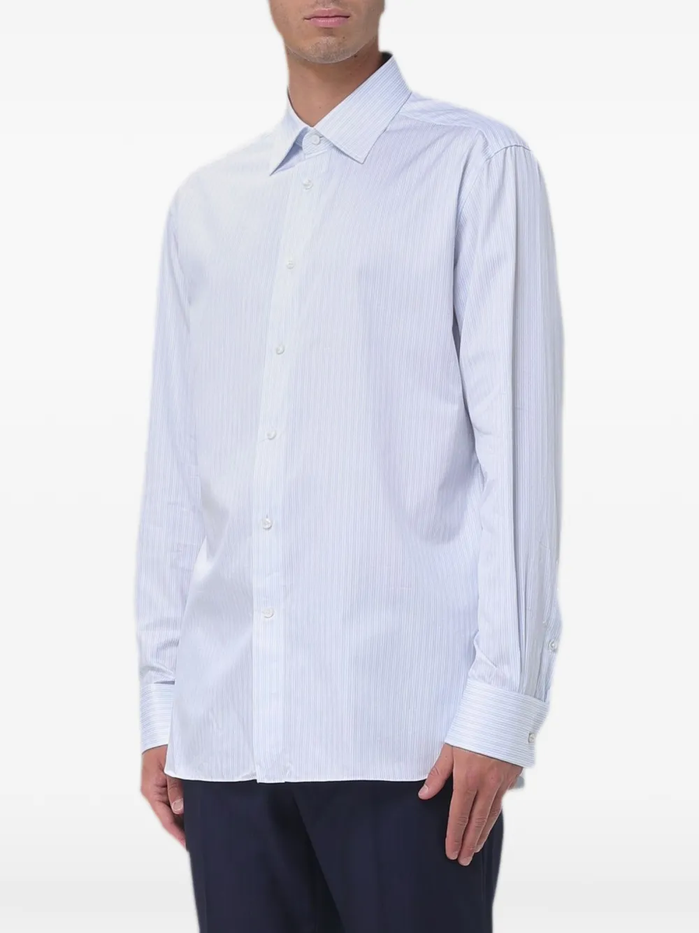 Zegna Gestreept overhemd Blauw