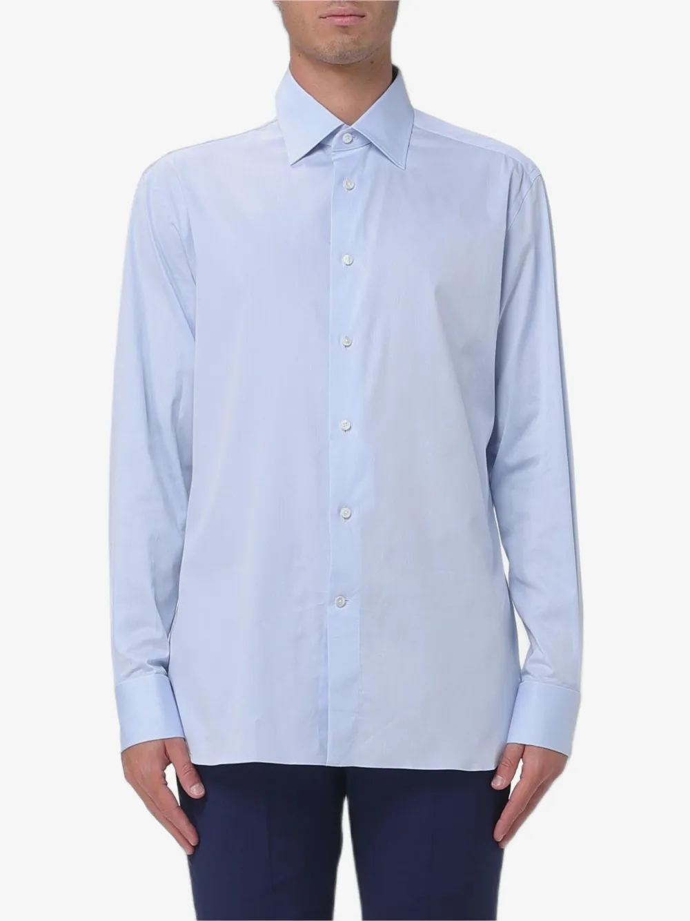 Zegna 弹性府绸衬衫 | 蓝色 | Image 1
