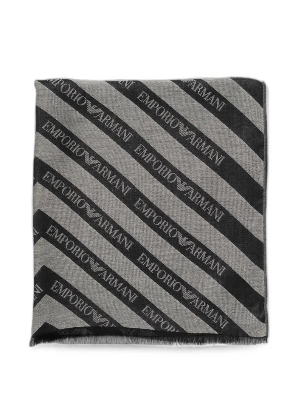Emporio Armani logo-print chevron scarf - Nero