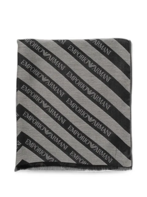Emporio Armani logo-print chevron scarf