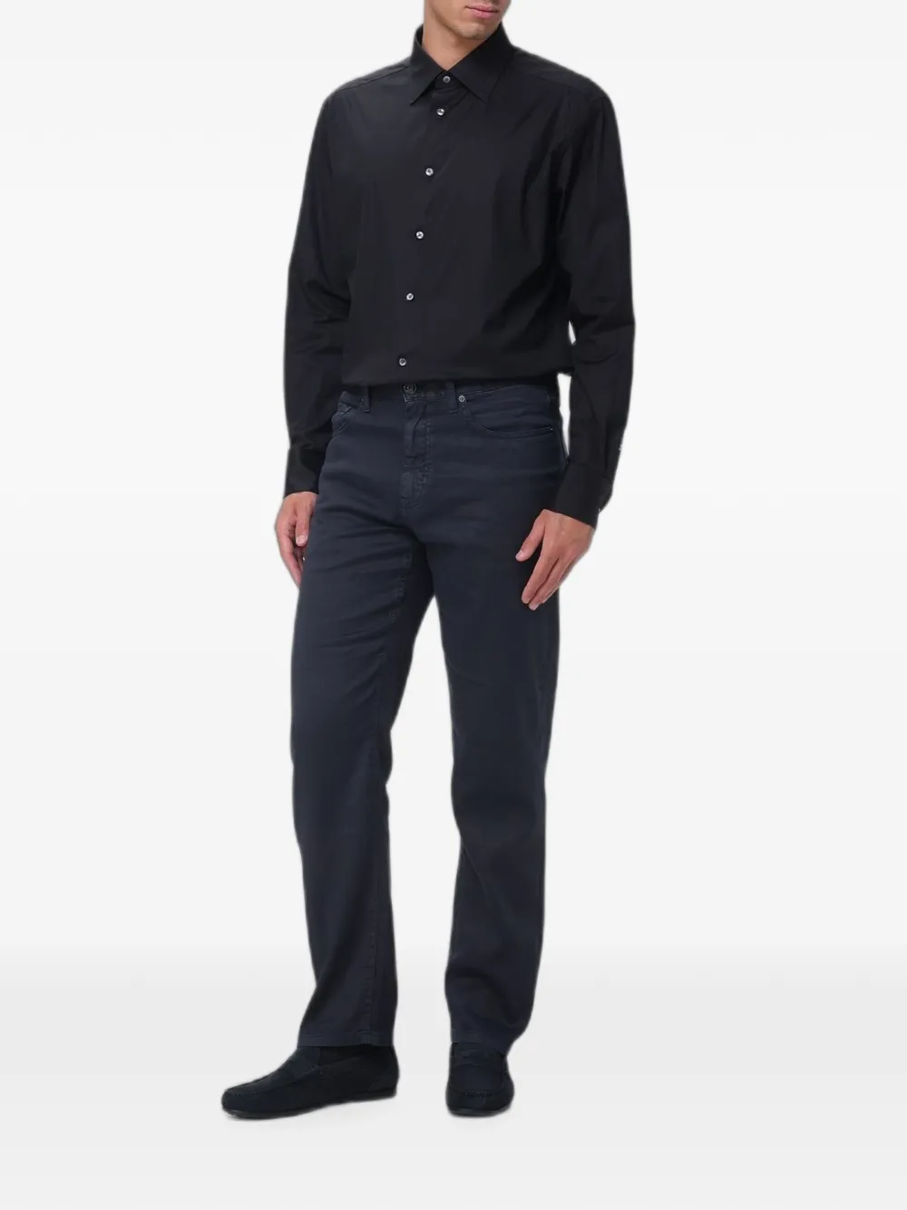 Zegna Overhemd van stretch-popeline Zwart