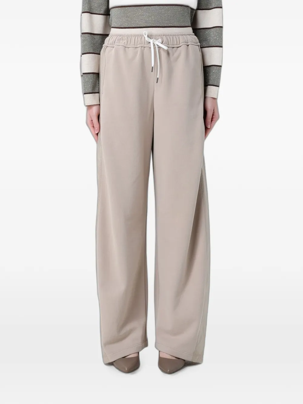 Brunello Cucinelli drawstring wide-leg trousers - Nude
