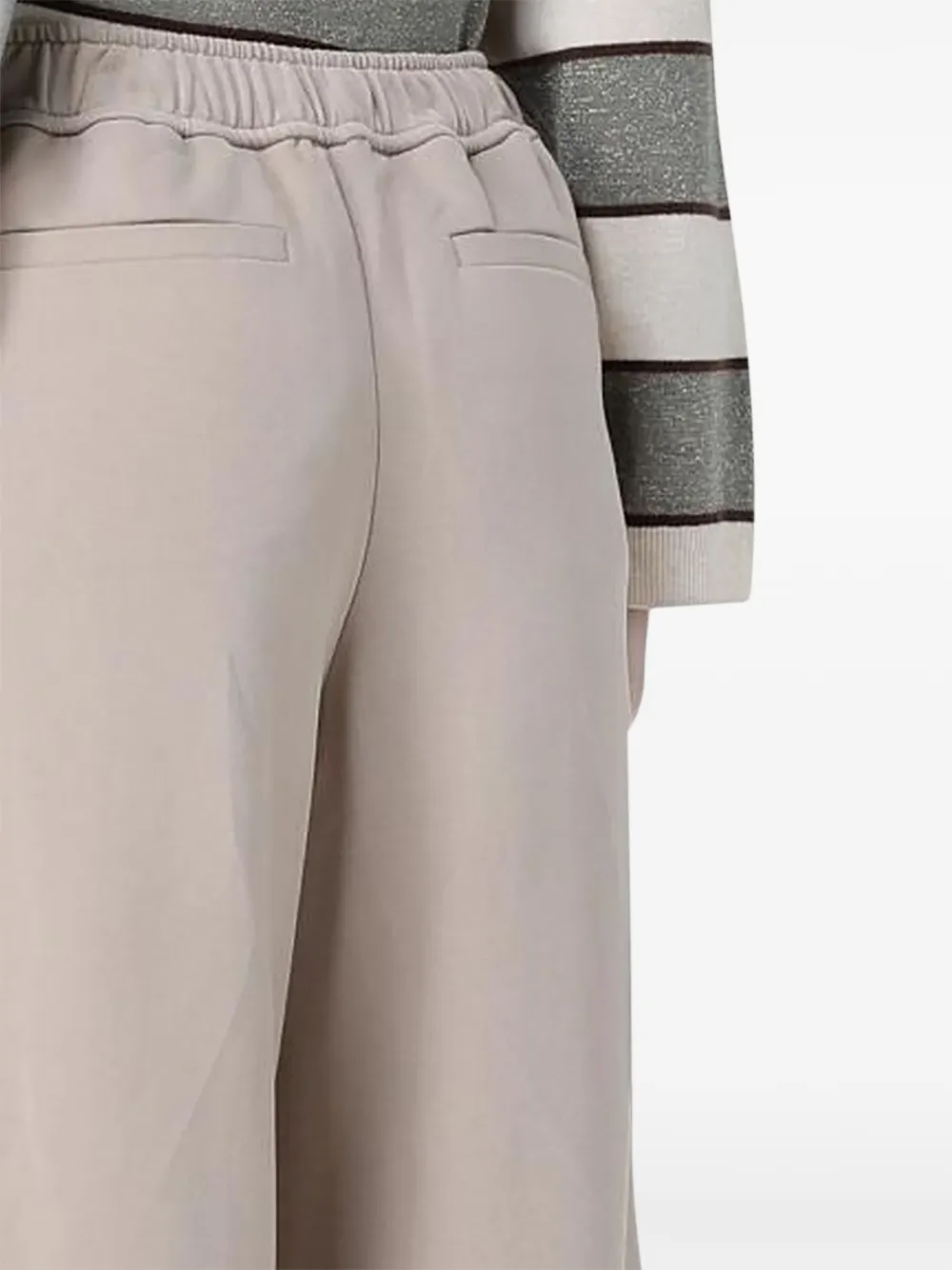 Brunello Cucinelli Broek met wijde pijpen en trekkoord Beige
