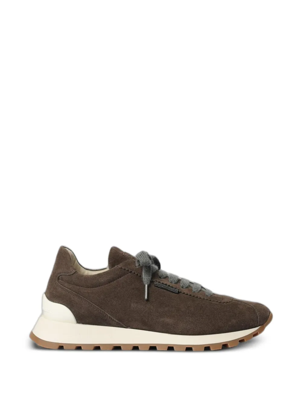 Brunello Cucinelli Monile-embellished suede sneakers - Braun