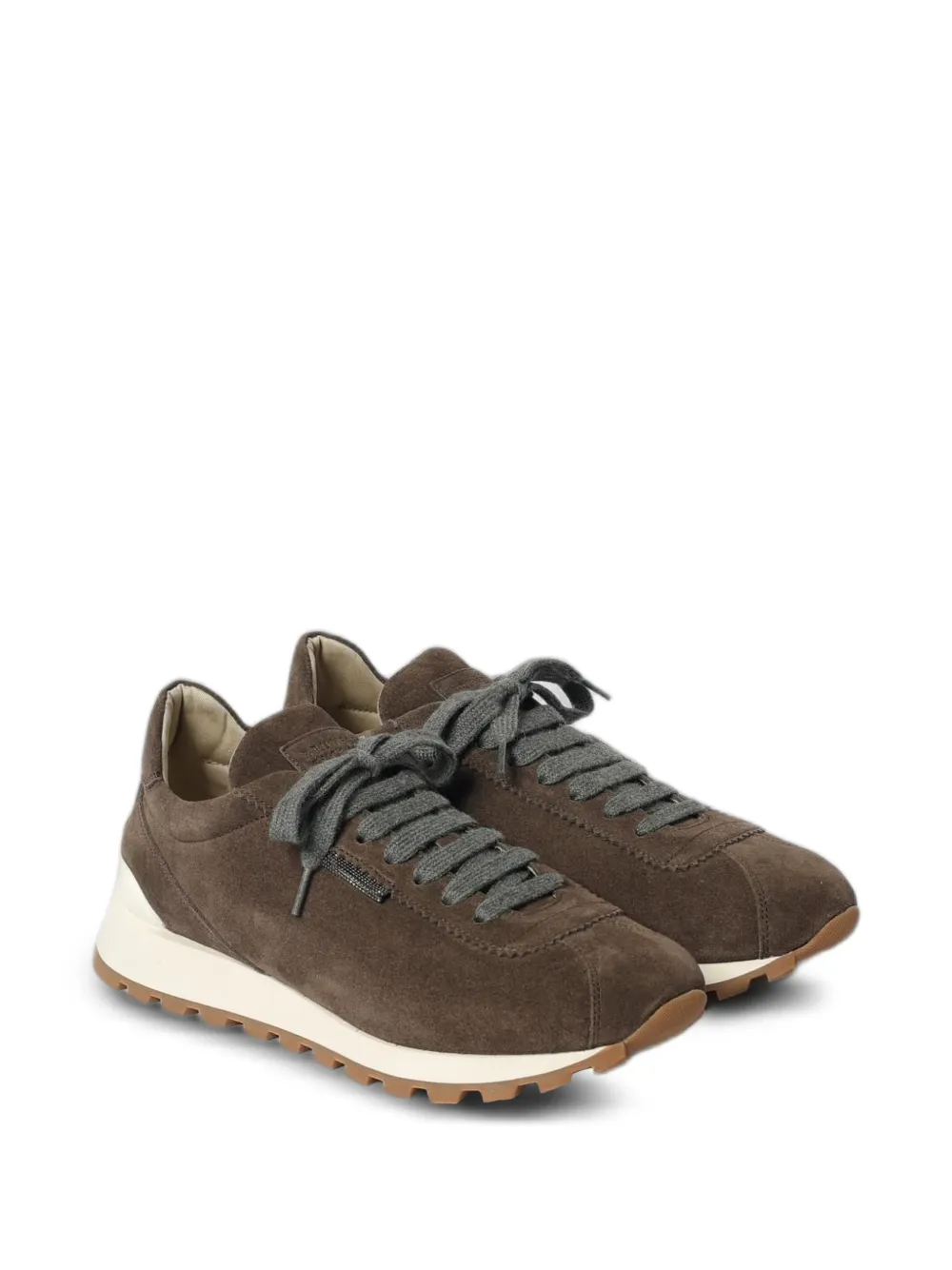 Brunello Cucinelli Monile-embellished suede sneakers Bruin