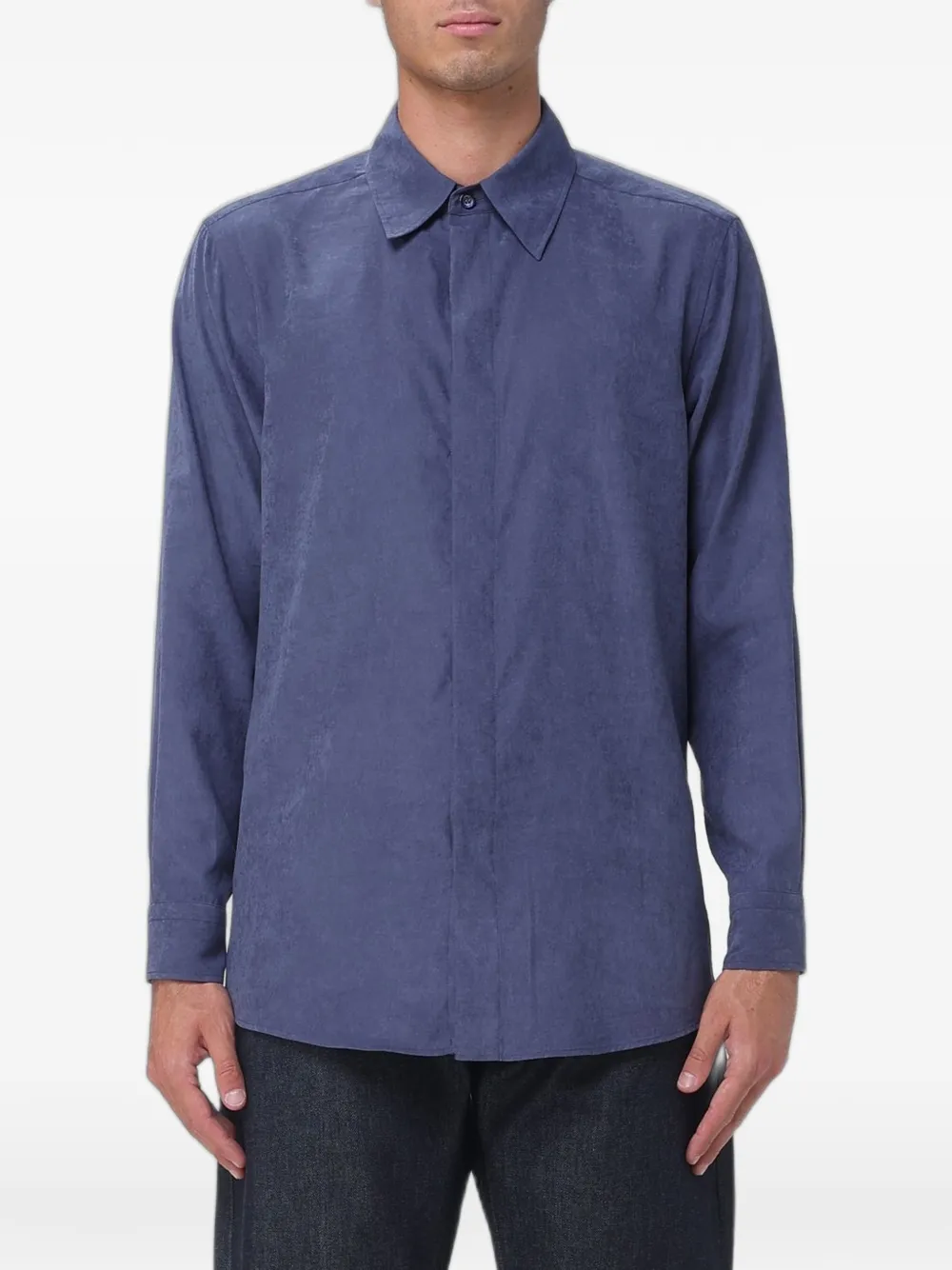 Emporio Armani concealed-fastening long-sleeve shirt - Blu